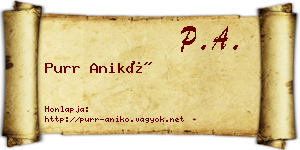 Purr Anikó névjegykártya